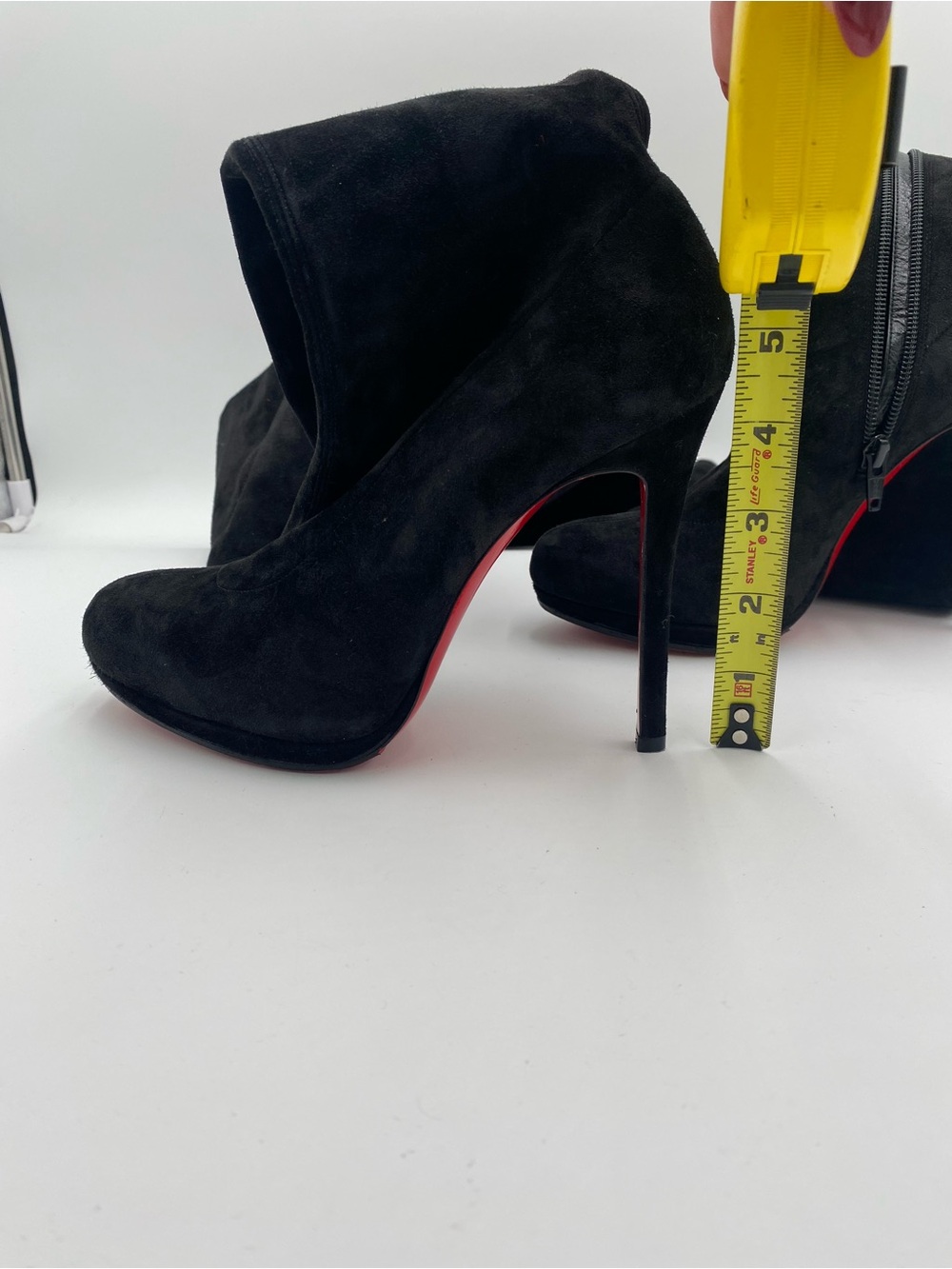 Black Suede Over-the-Knee Stiletto Louboutin Boots - Picture 6 of 6